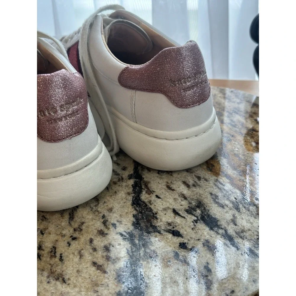Kate Spade Keswick Glitter Stripe Low-Top Sneakers White Pink Stripe 9.5 - Picture 8 of 15